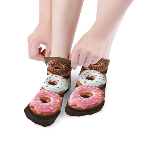 5 Pairs Donuts Low Cut Ankle Socks for Women Men Cushioned Breathable Athletic Sock No Show Socks 5