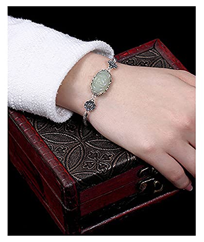 Bracelet Jade Blanc Femme en Argent 925 : le cadeau idéal avec chaîne poignet rose romantique