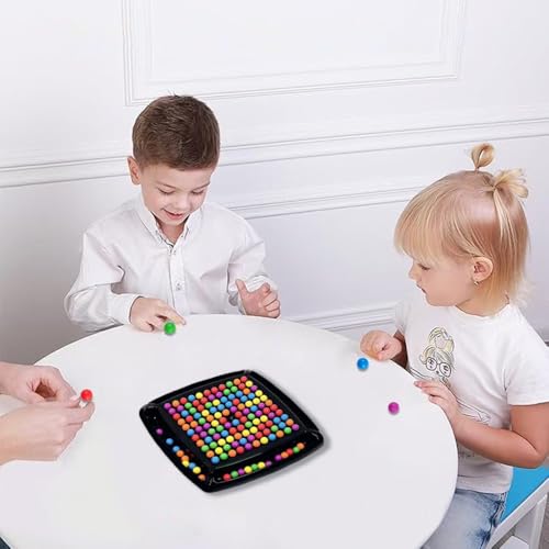 Intellektuelles Schachbrett Doppelduell,120 Stück Brettspiel Kugeln,Elimination Brettspiel,Intellectual Chessboard,Rainbow Ball Brettspiels,Schachbrett Bunte Kugeln