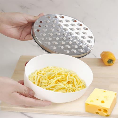 Cheese Grater Citrus Lemon Zester with Food Storage Container & Lid - Perfect For Hard Parmesan Or Soft Cheddar Cheeses, Ginger, Vegetables, Butter, Chocolate & Nutmeg (White) - Thumbnail 6