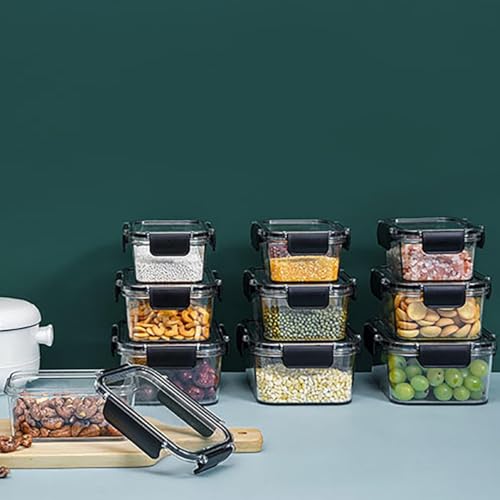 Image of Storescent Airtight Fridge Storage Containers Set of 3 | BPA-Free Plastic Kitchen Boxes for Pulses, Grains, Cereals, Dry Fruits | Pantry Organizer | 300ml, 800ml, 1200ml (Black (Set of 3))