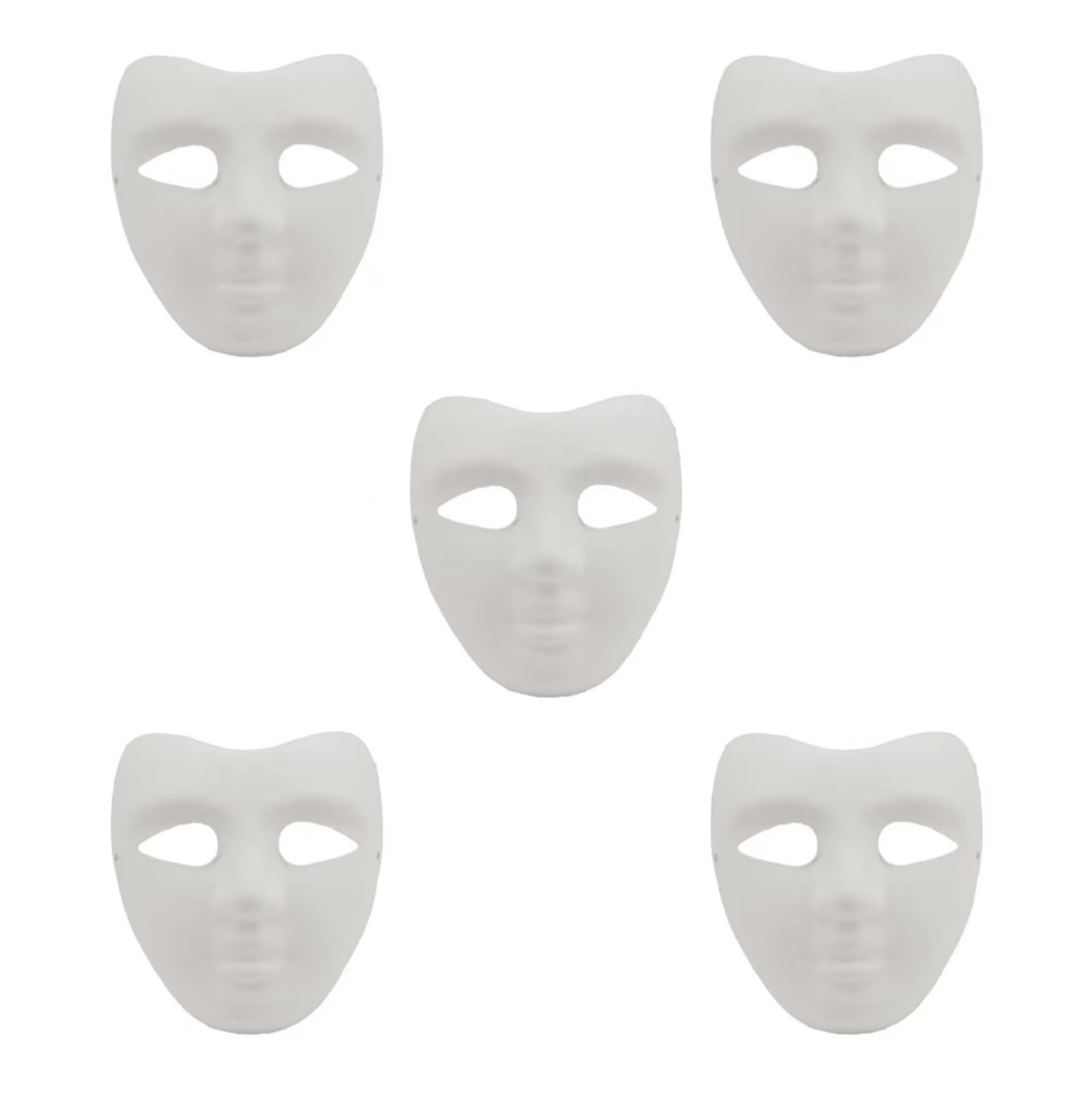 Yamoloz Paintable Paper Masks for Carnival, Cosplay, Halloween Party Women Men DIY White Paper Mask, Masquerade, Pulp Blank for Painting 5 Pack