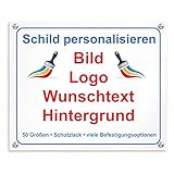 Schild selbst gestalten personalisiert – Aluminium oder Kunststoff – Wunschtext, Foto oder Logo – wetterfestes Werbeschild, Firmenschild, Praxisschild, Türschild, Wanddeko nach Maß