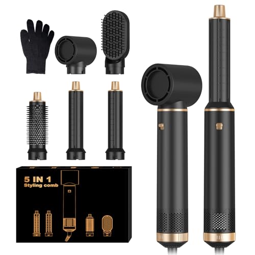 5 in 1 Hair Dryer Brush Set, Negative Ion Blow Dryer Brush Upgrade Hot Air Brush Air Styler Curling Wrap Air Curler, Curling Iron Hair Styling Tools As A Gift for Straight/Curl/Drying/Smoothing