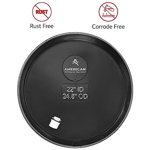 American Built Pro Water Heater Drain Pan Undrilled Anti Flood Pan Comes with 1\" Drain Adapter Fitting, 22\" Round Black Drain Pan Made for Electric Water Heater Protects Floor from Water Damages