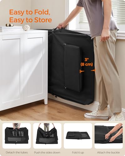 Feandrea Collapsible Soft Dog Crate, Portable Travel, 48 Inches | Dog Carrier Kennel with Safety Zippers for Living Room, Car, Travelling, Black UPDC12H - Image 7