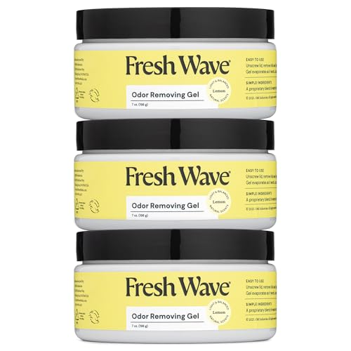 Fresh Wave Lemon Odor Removing Gel 7 oz. Pack of 3 - Safer Odor Absorbers for Home Natural Plant-Based Odor Eliminator Every 7 oz. lasts 15-30 Days For Cooking Trash & Pets
