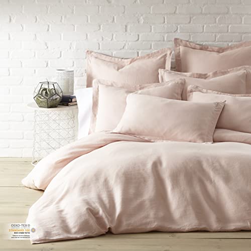 Image of Levtex Home - 100% French Flax Linen - Euro Sham - French Flax Washed Linen - Blush - Sham Size (26x26in.), No Insert
