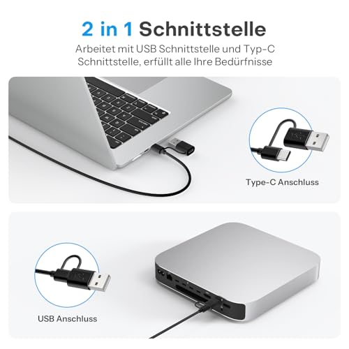OMOTON Kabelgebundene-Mac-Tastatur, USB/USB-C, Büro & Zuhause(QWERTZ) – Ansicht 4