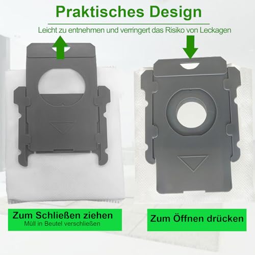 8 Stück Staubbeutel für iRobot Roomba i3, i3+, i4, i4+, i5, i5+, i6, i6+,i7, i7+, j6, j6+, j7, j7+, j8, j8+, s9, s9+, 104, 105, 405, 504, 505, 705, 10 Max, Q0520, 2 Essential Staubsauger Absaugstation