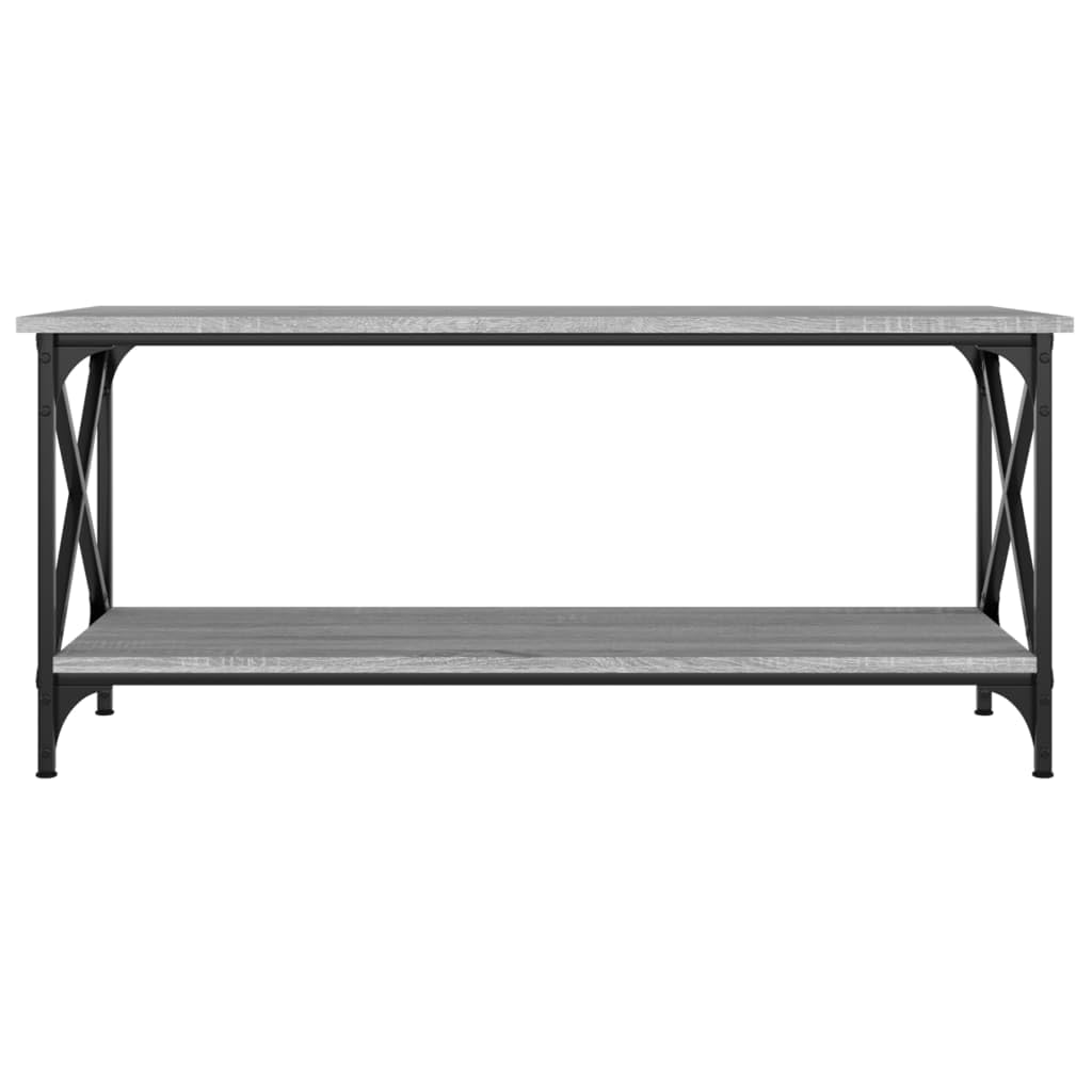Stolik kawowy Sonoma szary, 100 x 45 x 45 cm, materiał drewnopochodny i żelazo, stół do salonu z półką do salonu, stabilny stolik pomocniczy, praktyczny stół do salonu, elegancki stół ozdobny