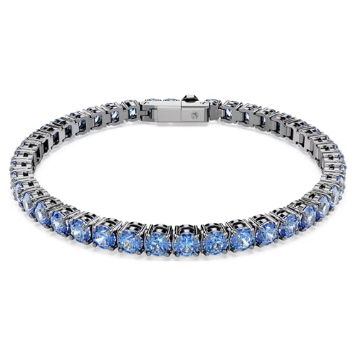 Bracelet Tennis Matrix bleu à pierres rondes et structure ruthénium foncée