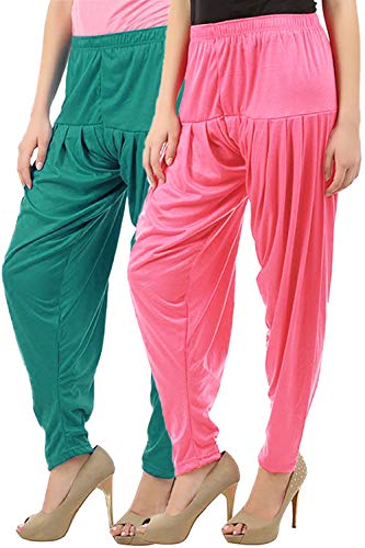 Image of Buy That Trendz Womens Patiala Pants Combo Pack of 2 Viscose Dhoti Patiyala Salwar Harem Bottoms Pants