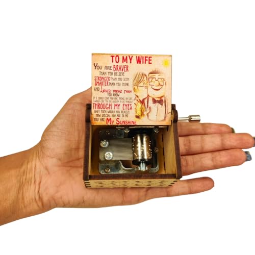 Image of Zesta Sunshine Wooden Musical Box Gift | Vintage Music Crank Mini Collectible for Girlfriend, Boyfriend, Husband, Wife | Unique Musical Gifts for Music Lovers | Classic Wooden Box