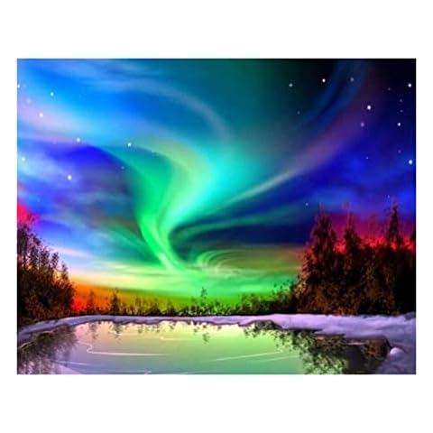 DIY 5D Diamond Art Painting Kits Full Drill, Crystal Rhinestone Embroidery Cross Stitch Craft Painting Pictures for Adults Kids, Canvas Aurora Painting by Numbers for Home Wall Decor - 30x40cm Cover