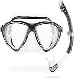 Cressi Big Eyes Evo Mask & Alpha Ultra Dry Snorkel - HD Mirrored Lens Diving Mask - Adult Dry-Top Snorkelling Set - Unisex - Clear/Black - Combo Set
