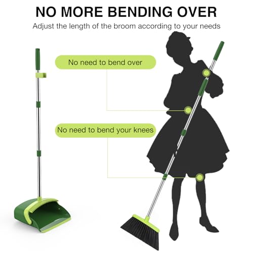image for nacena Broom and Dustpan Set, 52-in Long Adjustable Handle Broom Dustp