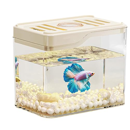 Ketunedi デスクトップ水槽、デスクトップフィッシュボウル | 換気ホールの上部設計を備えた水槽 - 家やオフィス用のカラフルなLEDライトを備えた部屋の装飾ボウル