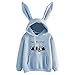 PMDKLSPQ Bianca Gewand 2021 Damenhoe Felpe Casual lockere Zeichenkette Katzen Taschenbluse Bunny-Ear-Kapu Grandma Sweater Vintage Pullover Turchese Donna 2021 Damenh, Blu, L