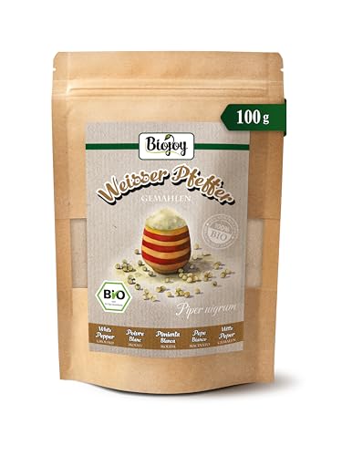 Biojoy Poivre blanc BIO moulu (100 g), naturel et sans additifs (Piper nigrum L.)
