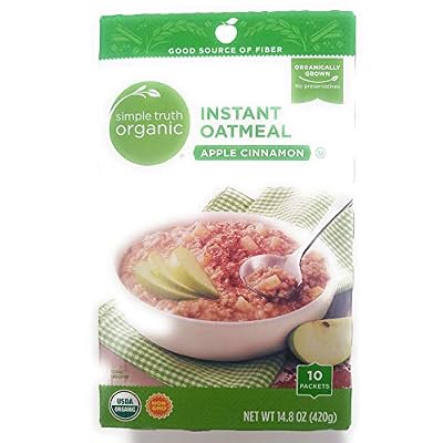 Simple Truth USDA Organic Instant Oatmeal Apple Cinnamon 10 Packets Non GMO (Pack of 2)