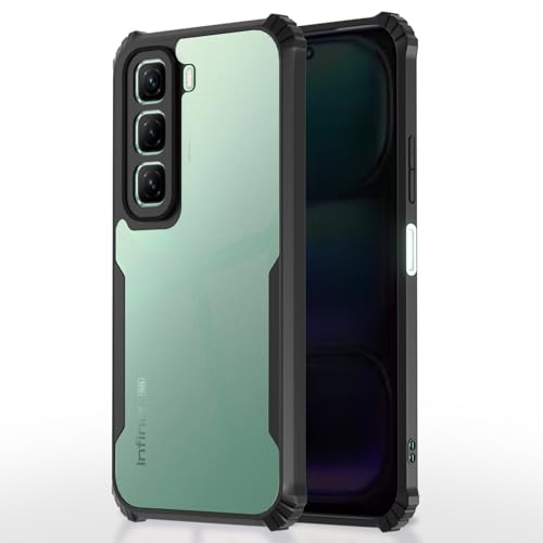 Image of Pikkme Crystal Clear Transparent Back Cover | Ultra Hyrbid | Full Camera Protection | Raised Edge | Bumper Case for Infinix Hot 50 (Black)