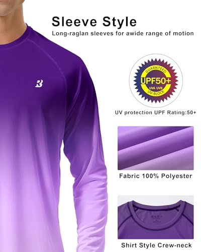 Image of Roadbox Mens UPF 50+ UV Sun Protection Shirts Outdoor Long Sleeve SPF Rash Guard for Fishing Hiking Swimming Running