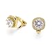 Mariell 14K Gold Clip On Stud Earrings - Cushion Shape 10mm Halo Round Cubic Zirconia Clip Earrings
