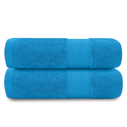 GC GAVENO CAVAILIA Luxury 700 GSM Bath Towels Set, Pack of 2 Large 100% Cotton Quick Dry & Highly Absorbent Towels 70x125cm, Ultra Soft Plush Towels for Bathroom, Home, Hotel, Gym & Spa, Teal