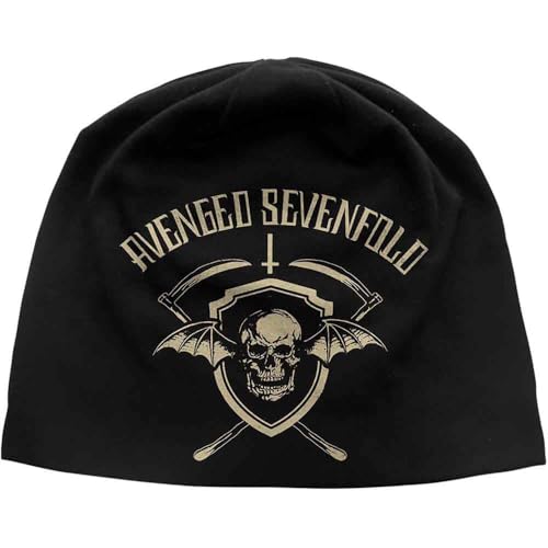 Image of Avenged Sevenfold Beanie Hat Cap death bat Shield logo Official Black jersey One Size