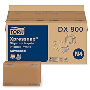 Tork Xpressnap® White Dispenser Napkin N4, Advanced, Interfold 1-ply, 13″ x 8.5″, 12 x 500 napkins, DX900