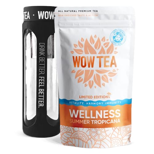 WOW TEA: Summer Wellness Té y Botella de té con colador negro B0DBV68K8L
