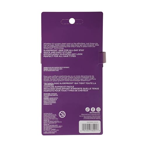 image for Goody SlideProof Large Claw Clips - 3 Ct, Tortoise Print, Black Matte 