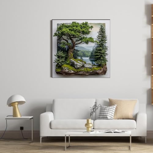 Image of KYOQFVN Landscape Stamped Cross Stitch Kits for Adult Beginners - Scenery Needlepoint Counted Cross Stitch Kits, 11 CT Patterns Counted Cross Stitch Craft Kit for Home Decor14x14 Inch