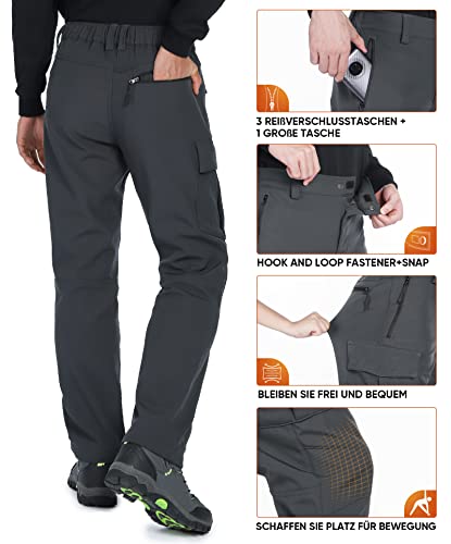 Vzteek Skihose Herren Thermohose Schneehose:Wasserdicht Gefüttert Winterhose Softshellhose für Winter & Snowboard(Grey, L)
