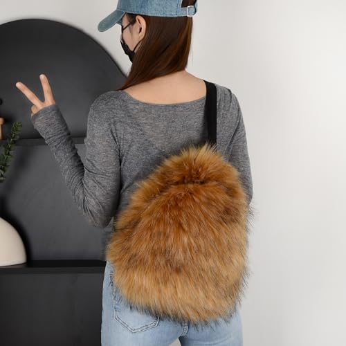 Sling Bag for Women Crossbody Chest Bag Cute Purse Fuzzy Fur Bag for Outdoor Hiking Trips3