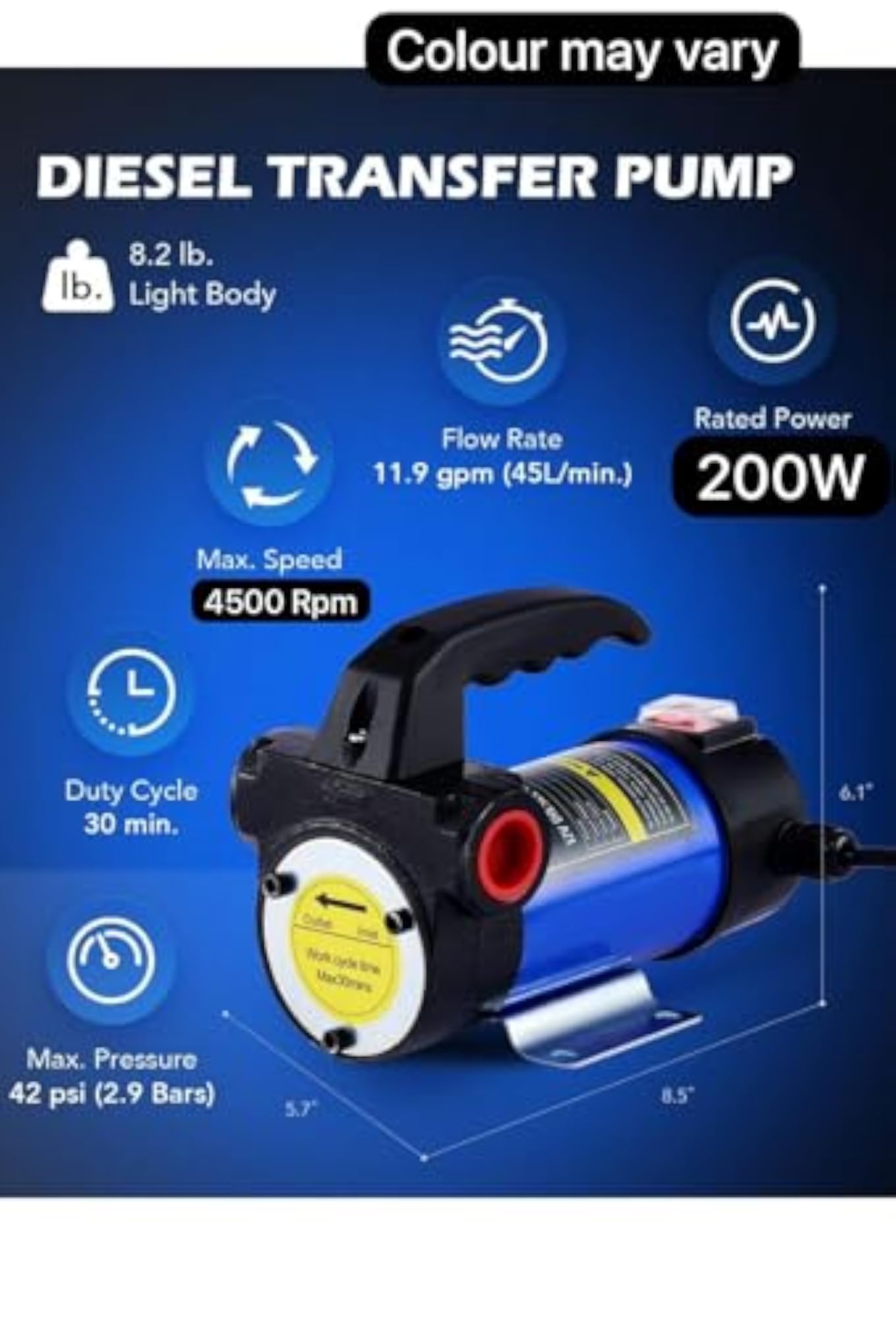 Portable Self-Priming Diesel Fuel Transfer Pump