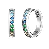 Engelsrufer Regenbogen Damen-Creolen mit Zirkonia aus Sterling-Silber in der Farbe Silber-Blau-Grün, ERE-COOL-ZIM-CR-13