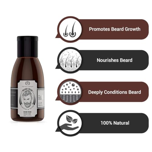 Image of The Man Company Beard Wash and Beard Oil for Men | Active Cleansing with Almond & Thyme Essential Oils | Natural Ingredients | Softens Beard & Adds Shine