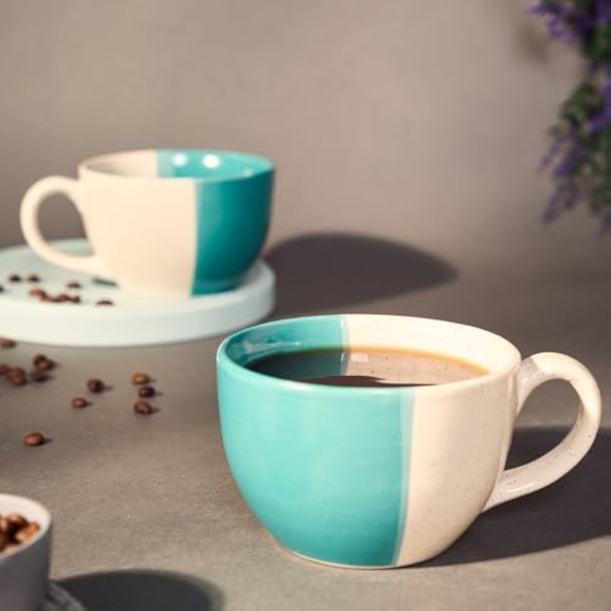 2 Pc Handmade Ceramic Soup Cup with Handle