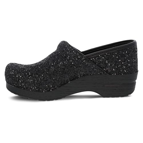 Image of Dansko Professional Glitter Slip-On Clogs for Women - Rocker Sole and Arch Support for Comfort - Shiny and Stylish Glitter Uppers