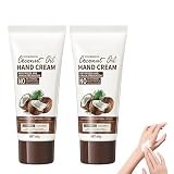 2PC Kokosnussöl-Handcreme, Feuchtigkeitscreme für Trockene, Soft Hand & Nagelcreme, Hand Cream...