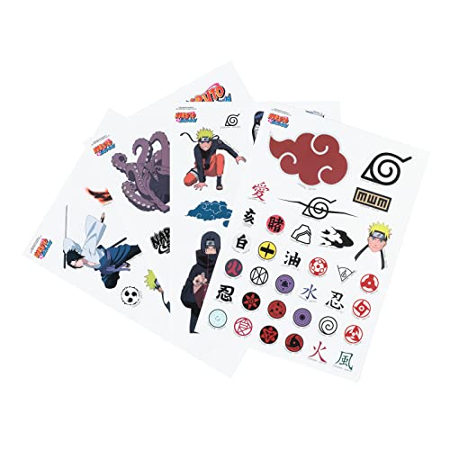 Grupo Erik Pegatinas Naruto impermeables y reutilizables. Paquete de pegatinas anime: 50 stickers Naruto, optimas pegatinas para móvil, ordenador, tablet, etiqueta para botellas