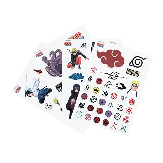 Grupo Erik Pegatinas Naruto impermeables y reutilizables. Paquete de pegatinas anime: 50 stickers Naruto, optimas pegatinas para móvil, ordenador, tablet, etiqueta para botellas