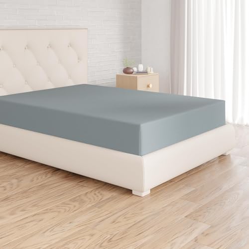 Amazon Basics Mikrofaser Spannbettlaken, 100% Polyester, Weich und Atmungsaktiv, 160cm x 200cm x 30cm, Spa Blau