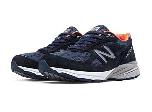 New Balance New Balance Women's Made in US 990 V4 Sneaker, Navy/Orange, 9.5 XW US