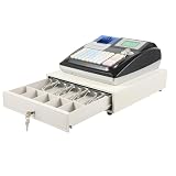48-Key Electronic Cash Register System – Thermal Printer, Cash Drawer, LCD Displays – Secure Offline POS for Retail, Restaurant, Grocery Store, USB RS232 Connectivity (Black)