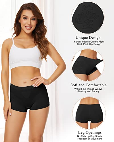 Boguish Boy Shorts Underwear For Women - Seamless Boyshorts Panties Soft And Smooth Stretch Boxer Briefs 5 Packs Black-Xl #TOP3