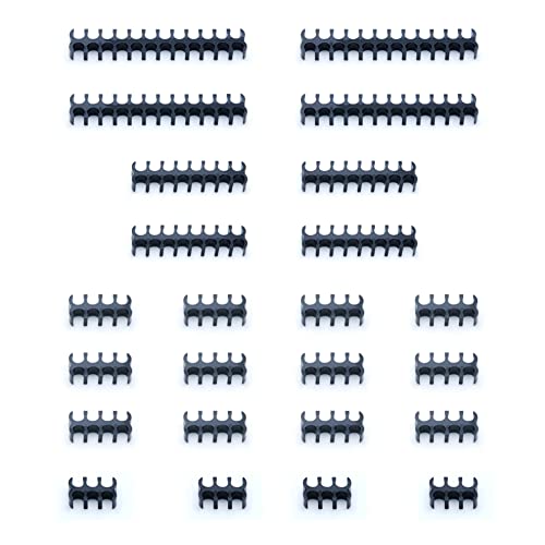 Shakmods 2mm x 24pcs Black Open Combs for PSU Extension Cable┃4 x 24pin┃4 x 16pin┃12 x 8pin┃4 x 6pin, Black Acrylic