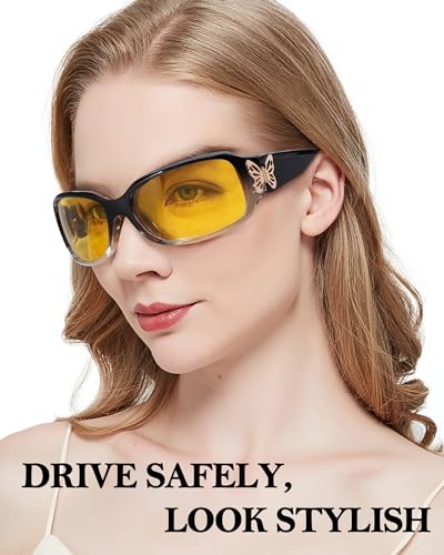 FIMILU Night Driving Glasses for Women Polarized Night Vision Glasses Trendy Butterfly Decor Fashion Accessories2